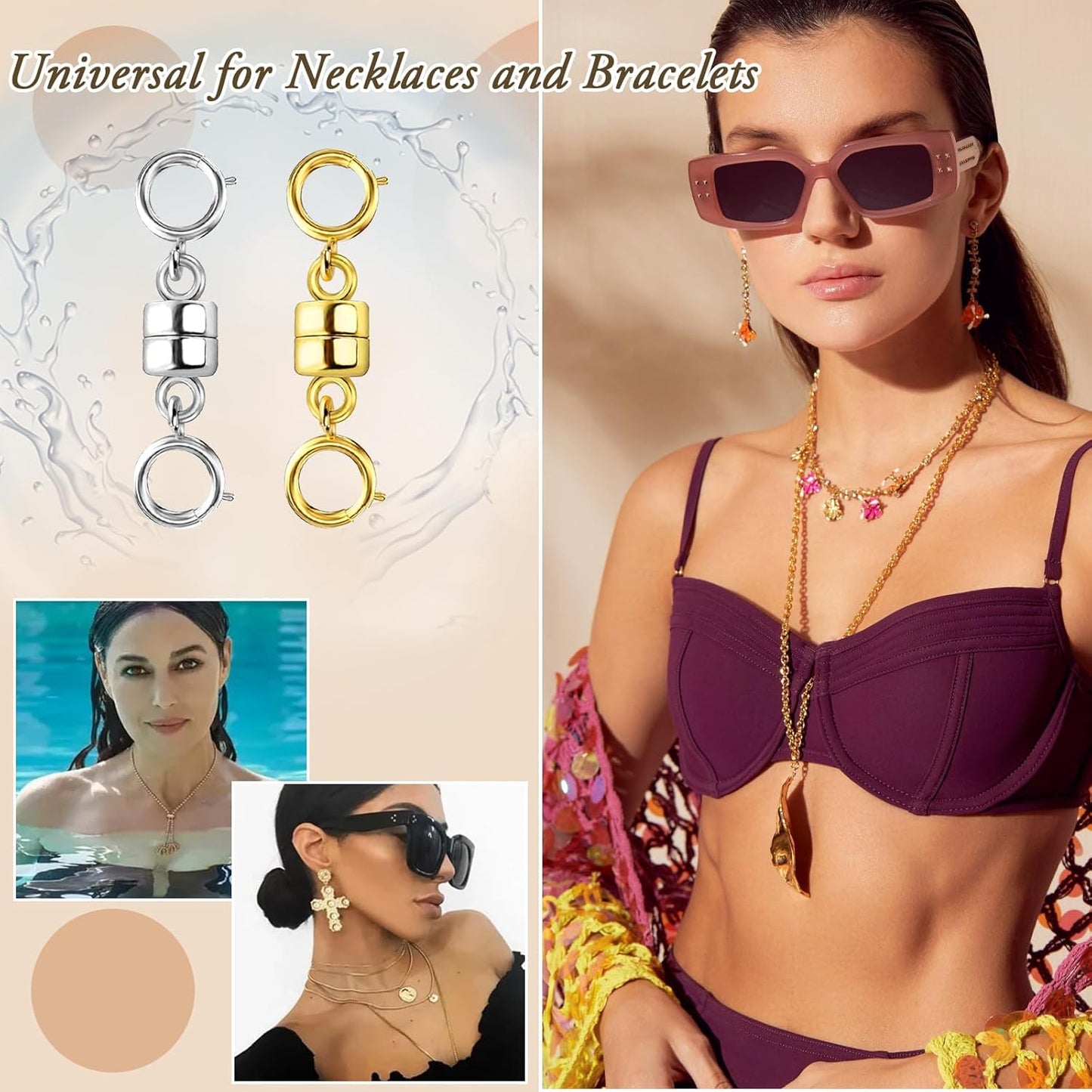 Magnetic Necklace Clasps and Closures Easy Jewelry Converter for Women, Seniors, and Everyday Wear