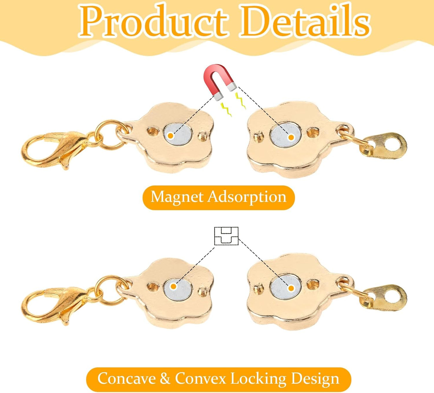 Qianyu12 Pcs 6 Styles Suction Necklace Clasps and Closures Gold and Silver Plated Jewelry Extender Locking Suction Lobster Bracelet Clasp Helper for Jewelry Necklaces Bracelets Making