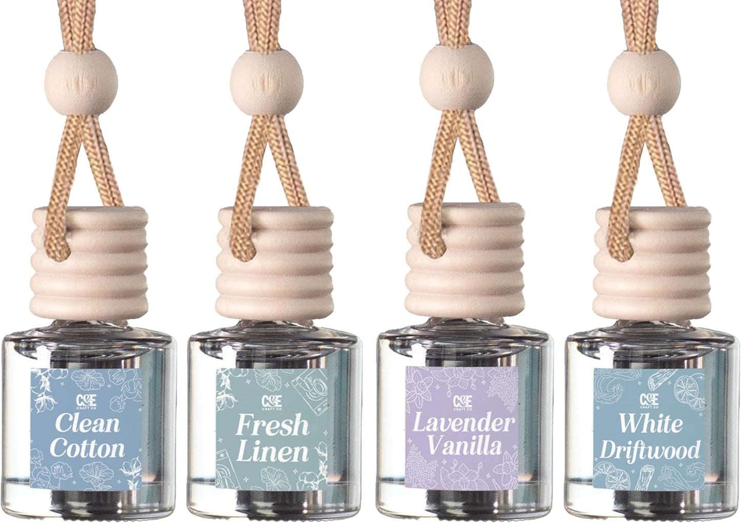 CE Craft Hanging Car Air Freshener – Fragrance Oil Diffuser with Essential Oils – Long-Lasting Aromatherapy Scents for Automobiles – 4 Pack