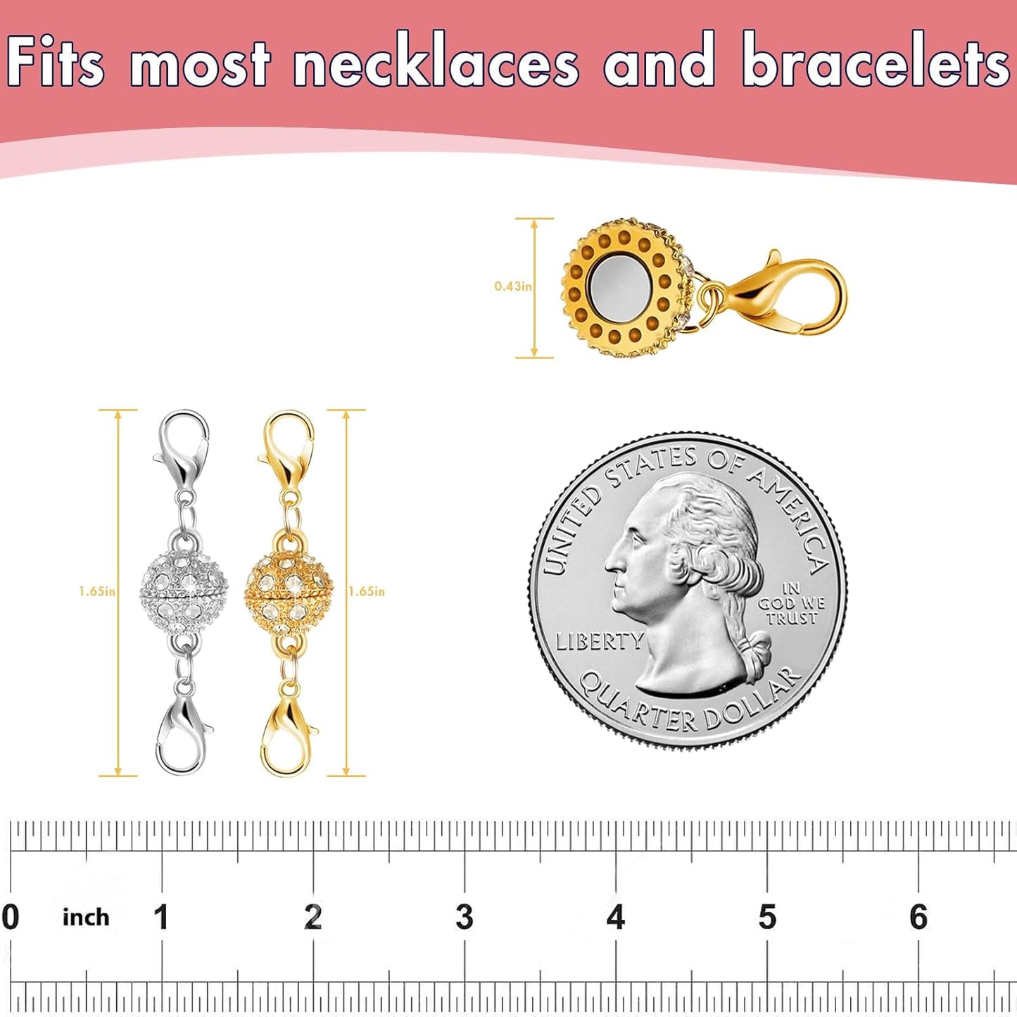 Magnetic Necklace Clasps and Closures Easy Jewelry Converter for Women, Seniors, and Everyday Wear