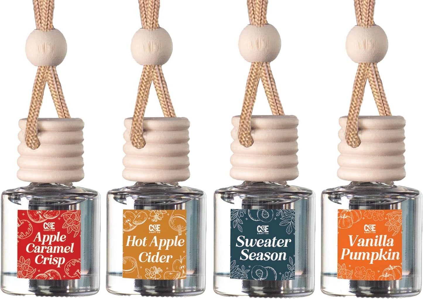 CE Craft Hanging Car Air Freshener – Fragrance Oil Diffuser with Essential Oils – Long-Lasting Aromatherapy Scents for Automobiles – 4 Pack
