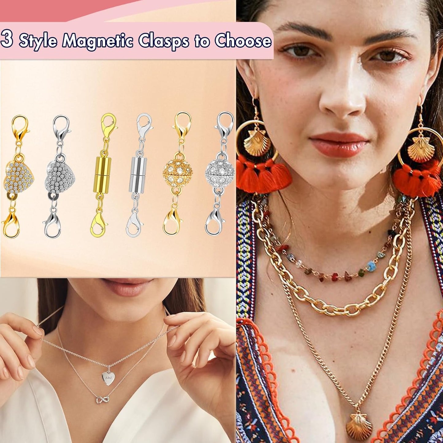 Magnetic Necklace Clasps and Closures Easy Jewelry Converter for Women, Seniors, and Everyday Wear