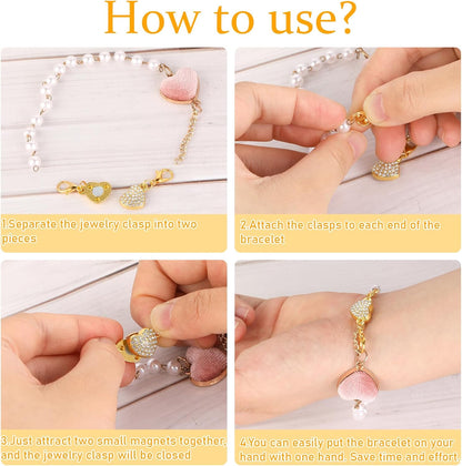 Qianyu12 Pcs 6 Styles Suction Necklace Clasps and Closures Gold and Silver Plated Jewelry Extender Locking Suction Lobster Bracelet Clasp Helper for Jewelry Necklaces Bracelets Making