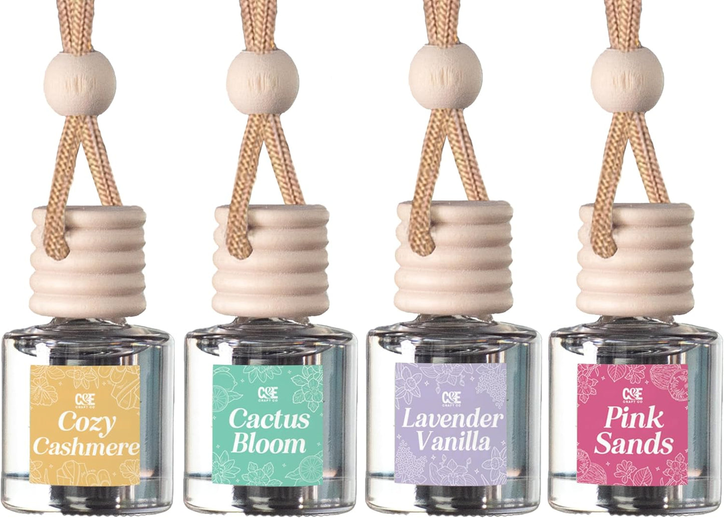 CE Craft Hanging Car Air Freshener – Fragrance Oil Diffuser with Essential Oils – Long-Lasting Aromatherapy Scents for Automobiles – 4 Pack