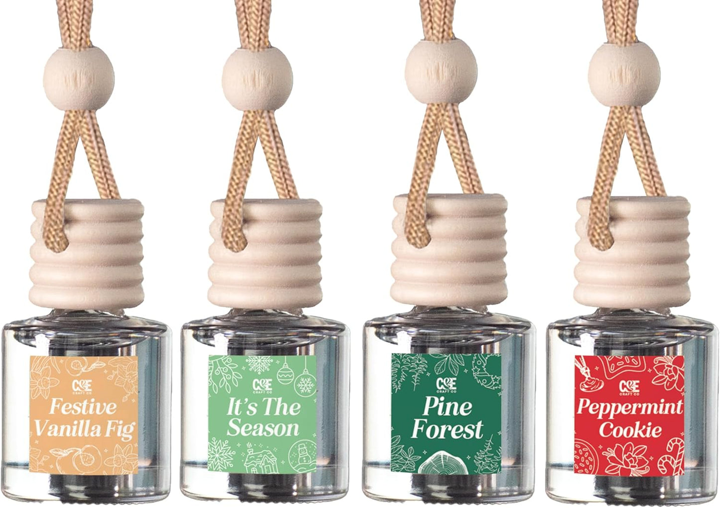 CE Craft Hanging Car Air Freshener – Fragrance Oil Diffuser with Essential Oils – Long-Lasting Aromatherapy Scents for Automobiles – 4 Pack